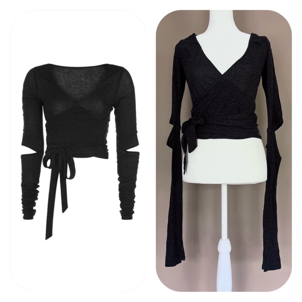 {Sweaty Betty} Contemporary Long Sleeve Barre Crop Top in Black - Size XS - NWT